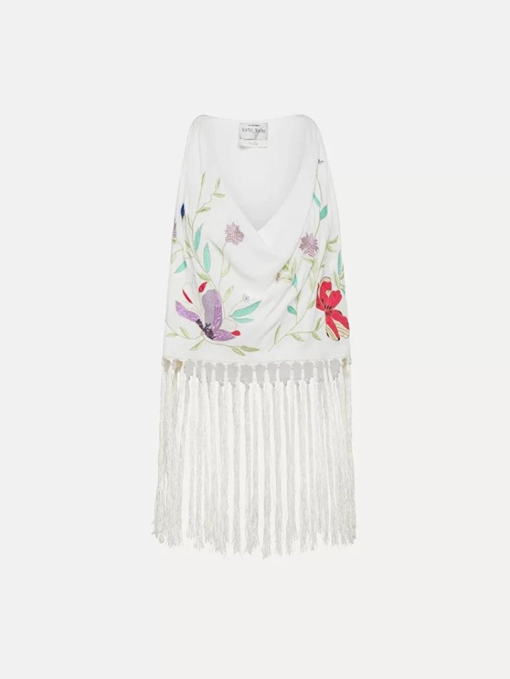 Forte Forte Embroidered Fringe Wrap Top | Ivory | Size 2 | Italian Luxury - Picture 14 of 16